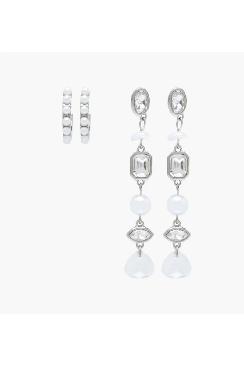 لايف ستايل Pack of 2 Embellished Earrings with Pushback Closure